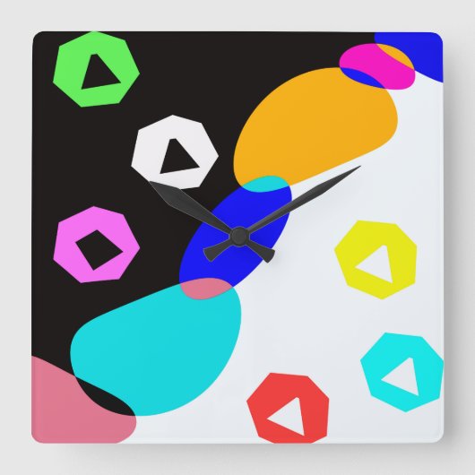 色の付いた図形 スクエア壁時計 (正面)