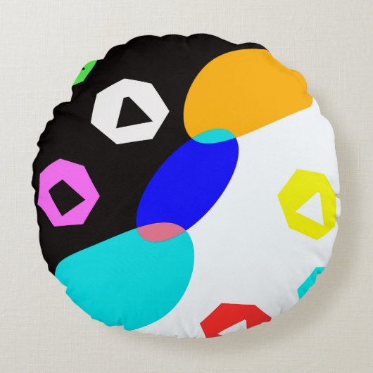 色の付いた図形 ラウンドクッション (正面)