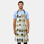 色の付いた図形、幾何学的抽象芸術パターン エプロン (着用した状態)