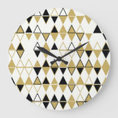 色の付いた図形、幾何学的抽象芸術パターン ラージ壁時計 (正面)