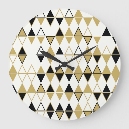 色の付いた図形、幾何学的抽象芸術パターン ラージ壁時計 (正面)