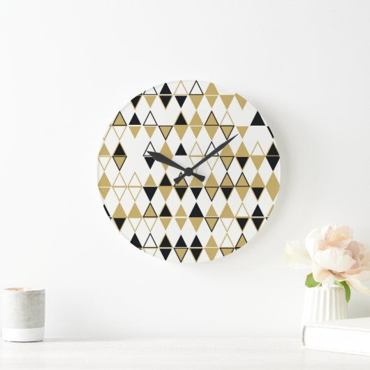 色の付いた図形、幾何学的抽象芸術パターン ラージ壁時計 (ホーム)