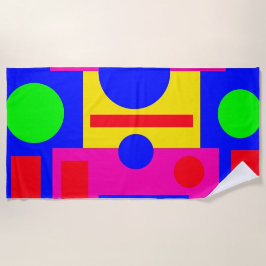 色の付いた幾何形状 ビーチタオル (正面)