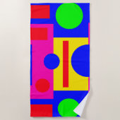 色の付いた幾何形状 ビーチタオル (正面)