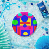 色の付いた幾何形状 ペーパープレート (パーティー)