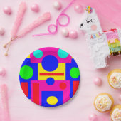 色の付いた幾何形状 ペーパープレート (パーティー)