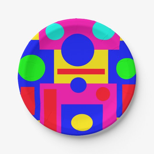 色の付いた幾何形状 ペーパープレート (正面)