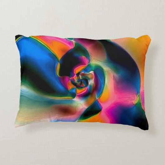 色の付いた抽象芸術の線が明るい彫刻に含まれる アクセントクッション (裏面)