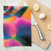 色の付いた抽象芸術の線が明るい彫刻に含まれる キッチンタオル (四つ折り)