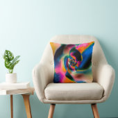 色の付いた抽象芸術の線が明るい彫刻に含まれる クッション (椅子)