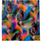 色の付いた抽象芸術の線が明るい彫刻に含まれる シャワーカーテン (正面)