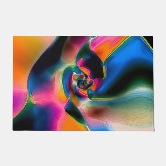 色の付いた抽象芸術の線が明るい彫刻に含まれる ドアマット (正面)