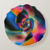 色の付いた抽象芸術の線が明るい彫刻に含まれる ラウンドクッション (裏面)
