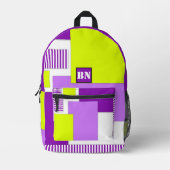 色の付いた数々の紙 プリントバックパック (正面)