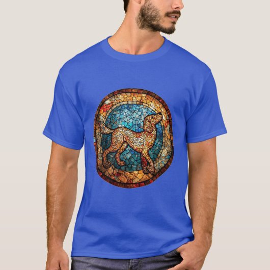 色の付いた犬の鮮やかモチーフ Tシャツ (正面)