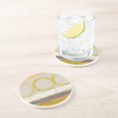 色の付いた背景に黄色数々のとオレンジの円 コースター (側面)