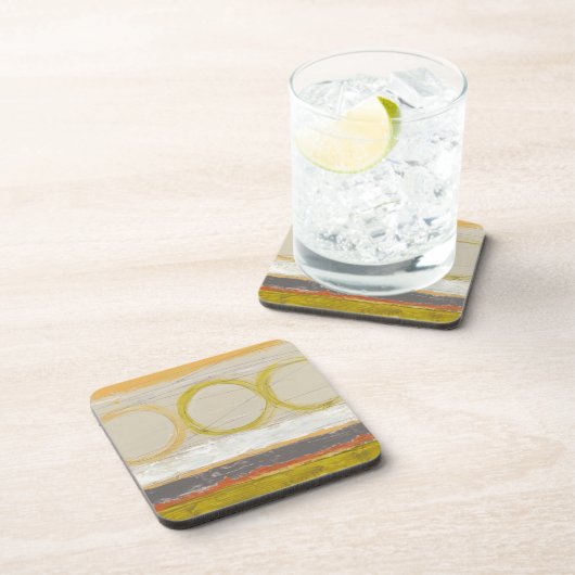 色の付いた背景に黄色数々のとオレンジの円 コースター (右側)