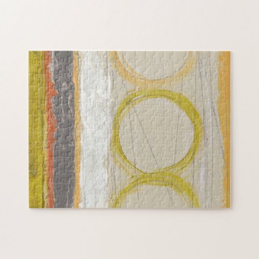 色の付いた背景に黄色数々のとオレンジの円 ジグソーパズル (横)