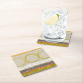 色の付いた背景に黄色数々のとオレンジの円 スクエアペーパーコースター (インサイチュ)