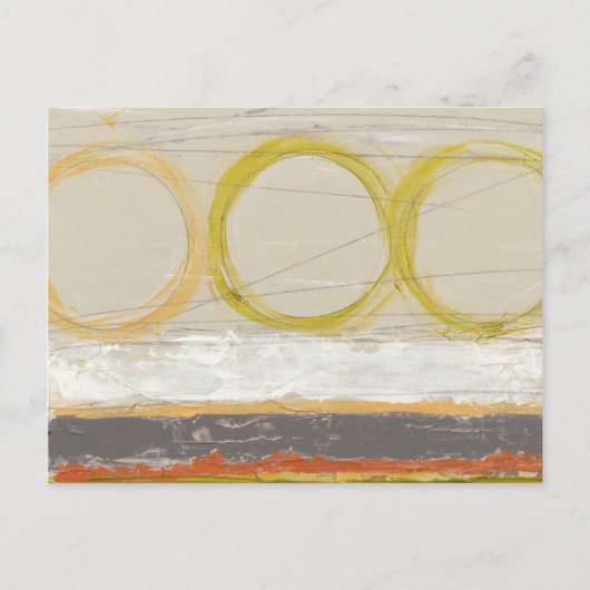 色の付いた背景に黄色数々のとオレンジの円 ポストカード (正面)