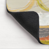 色の付いた背景に黄色数々のとオレンジの円 マウスパッド (コーナー)