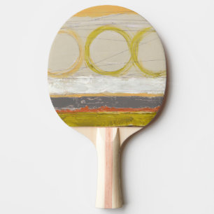 色の付いた背景に黄色数々のとオレンジの円 卓球ラケット
