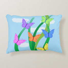 色の付いた蝶と空 アクセントクッション