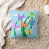 色の付いた蝶と空 クッション (ブランケット)