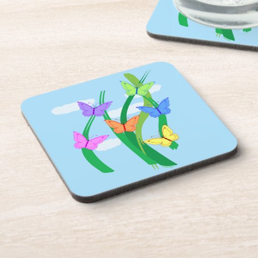 色の付いた蝶と空 コースター (左側)