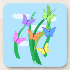 色の付いた蝶と空 コースター