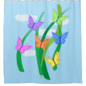 色の付いた蝶と空 シャワーカーテン (正面)