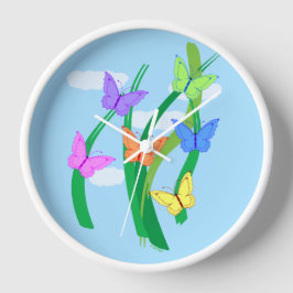 色の付いた蝶と空 スクエア壁時計