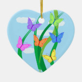 色の付いた蝶と空 セラミックオーナメント (正面)