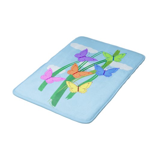 色の付いた蝶と空 バスマット (アングル)