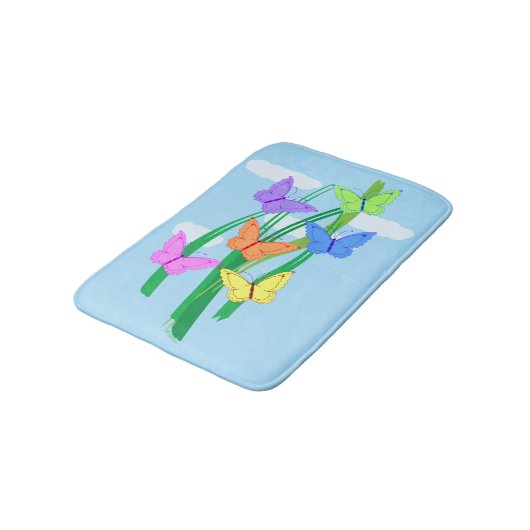 色の付いた蝶と空 バスマット (アングル)
