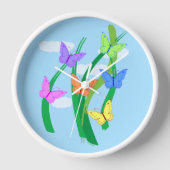 色の付いた蝶と空 壁時計 (正面)