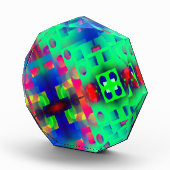 色の付いた長方形に穴が開き、中央に沈む フォトブロック (右)