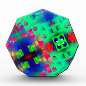 色の付いた長方形に穴が開き、中央に沈む フォトブロック (正面)