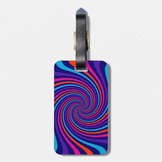 色の保渦巻きに穏やかなことわざ数々のを持つ ラゲッジタグ (裏面縦)