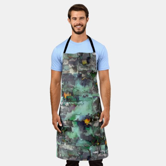 色の偽の岩は、ミントグリーンを支配して灰色 エプロン (着用した状態)