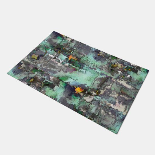 色の偽の岩は、ミントグリーンを支配して灰色 ドアマット (アングル)