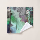 色の偽の岩は、ミントグリーンを支配して灰色 バスタオルセット (ウォッシュタオル)