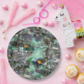 色の偽の岩は、ミントグリーンを支配して灰色 ペーパープレート (パーティー)