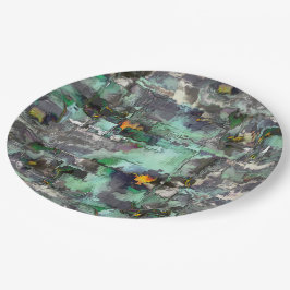 色の偽の岩は、ミントグリーンを支配して灰色 ペーパープレート