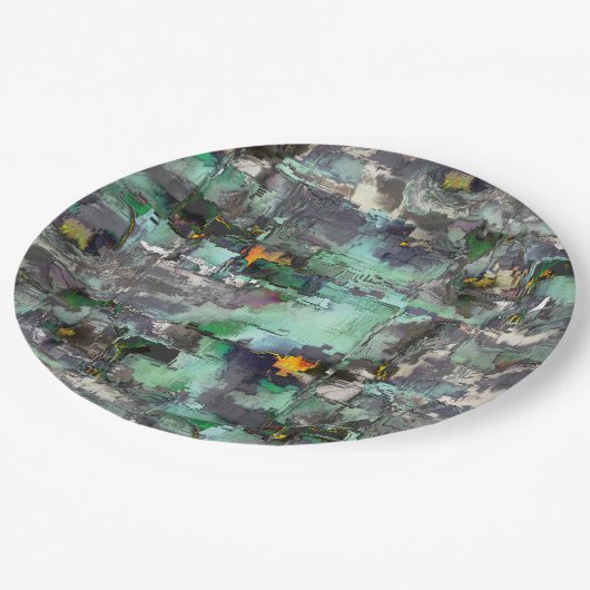 色の偽の岩は、ミントグリーンを支配して灰色 ペーパープレート (アングル)