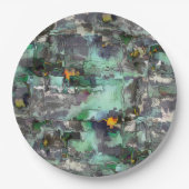 色の偽の岩は、ミントグリーンを支配して灰色 ペーパープレート (正面)