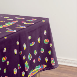色の入った模様が混ざり合った紫色の喜び テーブルクロス