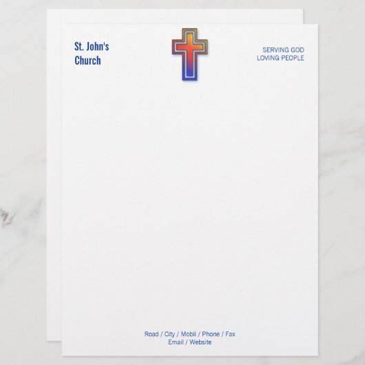 色の十字の記号|のキリスト教会 レターヘッド (正面/裏面)