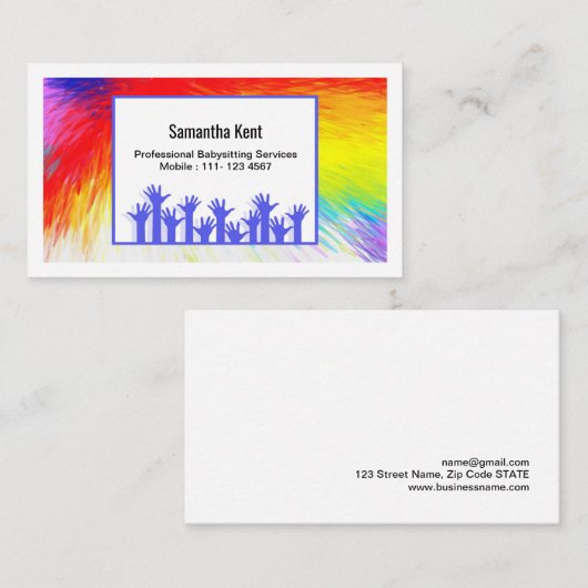 色の名刺のベビーシッターの破烈 名刺 (正面/裏面)
