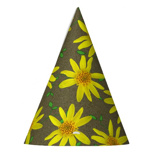 色の園遊会の黄色の花 パーティーハット (左)